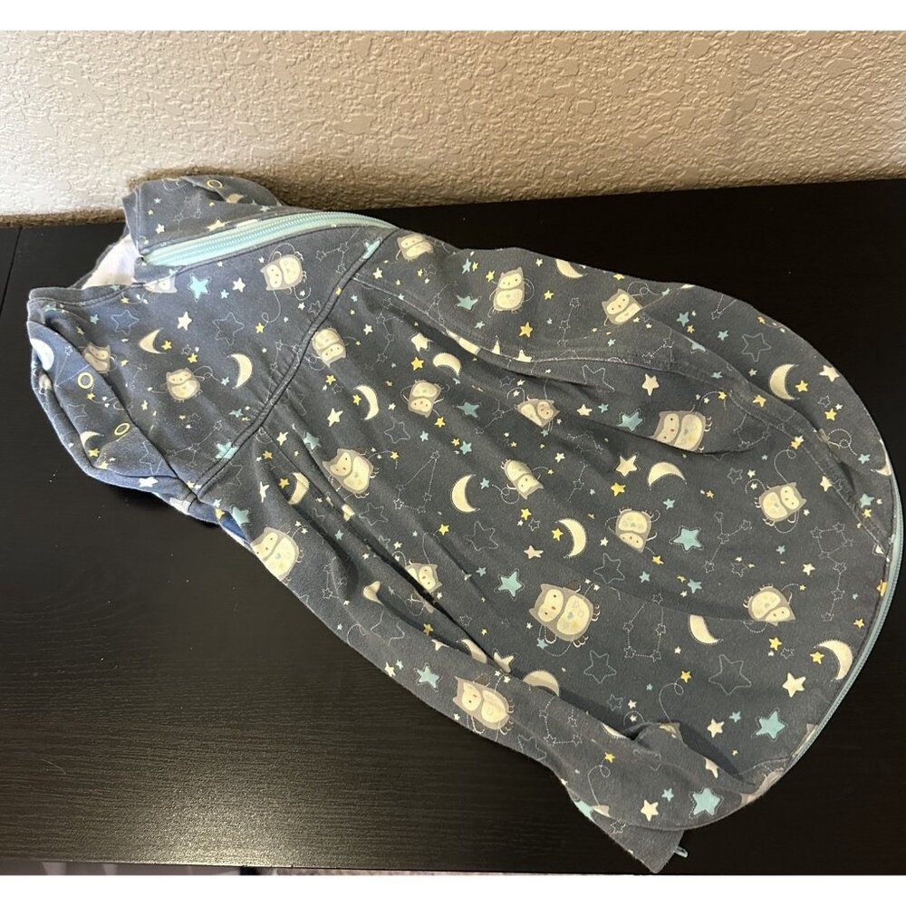 Gro‎ Company Light Swaddle Sack Size 0-3 Months Night Owls Stars Moon Blue White